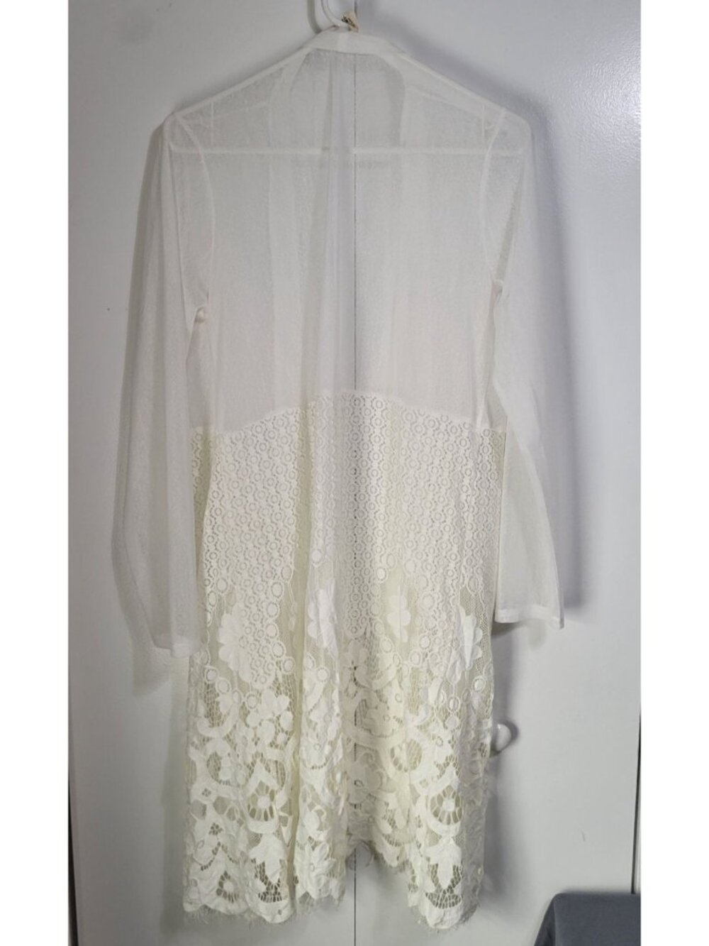 EMBER Women's LG Sheer Boho Kimono Open Cardigan Lace Beach Feminine Coastal - Picture 3 of 11